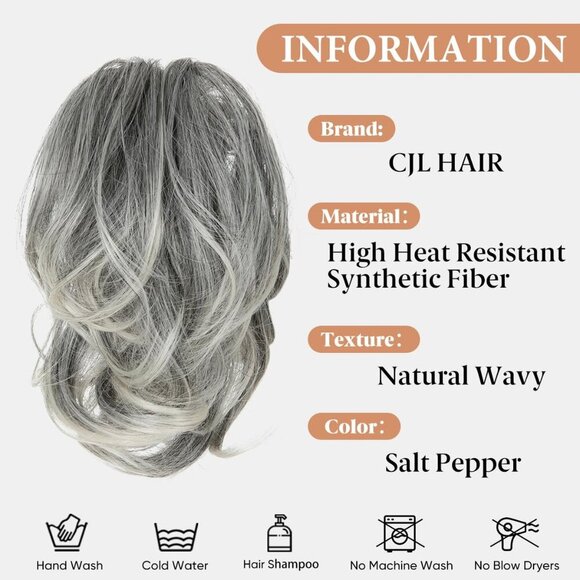 Claw Clip Ponytail Hair Extensions Synthetic Wavy Curly Messy Bun